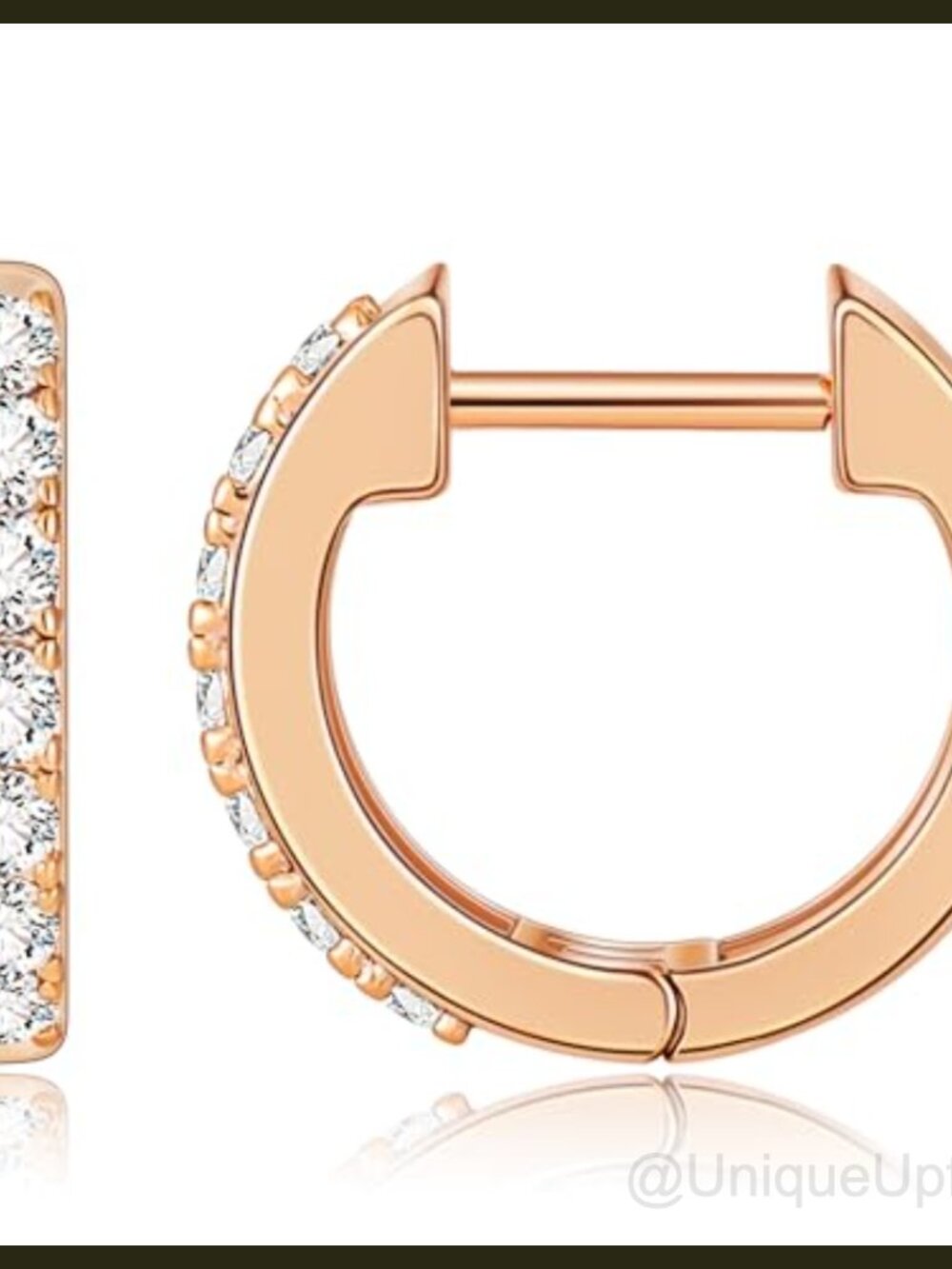 14K Rose Gold Plated Huggie Hoop Earrings CZ Small